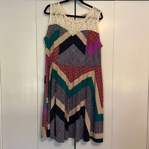 American Rag A-Line Dress. Lace top. Size 2x. Always washed and hung to dry.